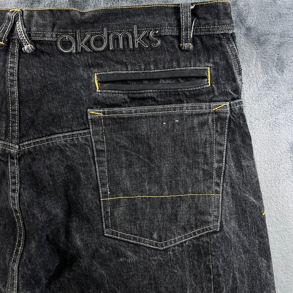 Akademiks Jeans Baggy Denim Men 40 x 35 Vintage Y2K Rap Hip Hop Black Gray Gold - Picture 4 of 16